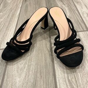 NWOT COLE HAAN Grandseries Womens Black Adella Strappy Suede Heeled Sandal 10.B